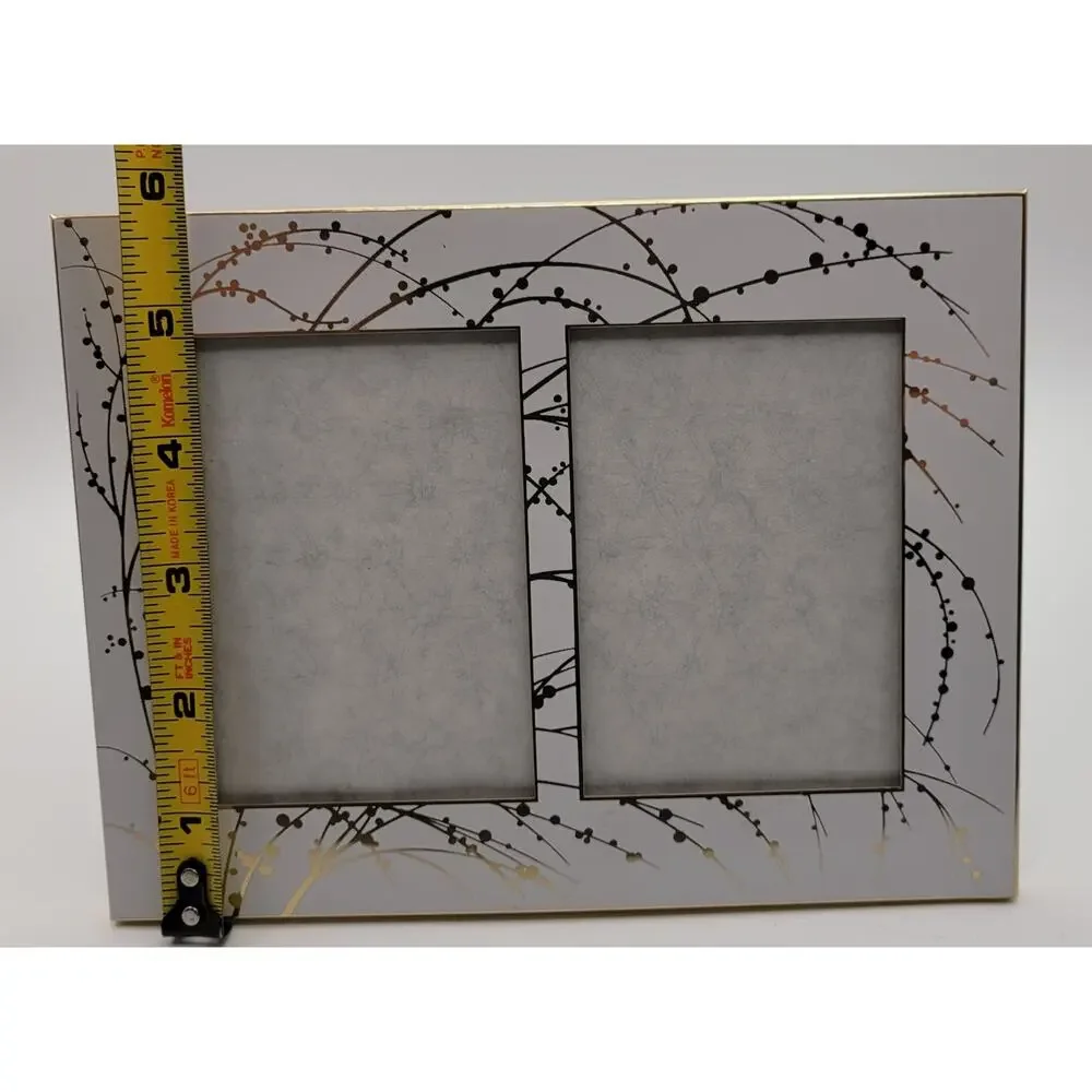MCM white and gold double picture frame